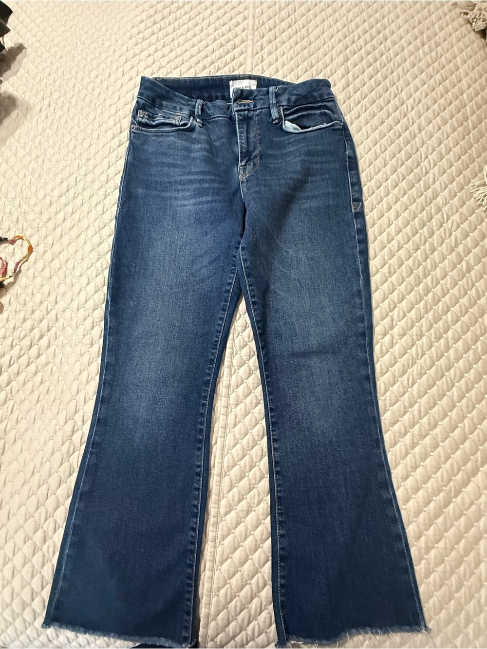 Frame Denim ale crop Mini Boot Jeans Size 27 Raw Hem Purify denim excellent